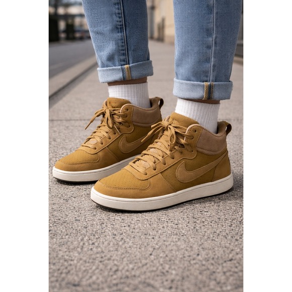 Nike Shoes - Nike Court Borough Mid GS Youth 6Y Women's 7.5 Sneakers Gold Mustard Basketball